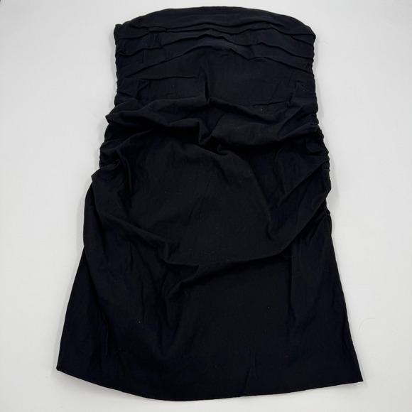 Anthropologie Dresses & Skirts - Anthropologie Black Strapless Dress Ruched Bodycon‎ Mini Dress Size L